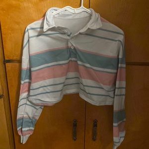 Striped cropped polo
